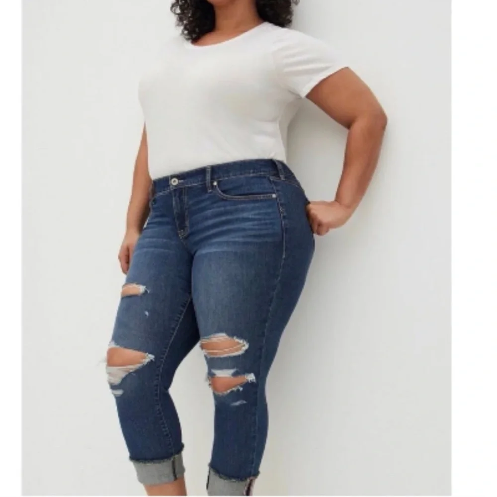 Torrid Distressed Crop Boyfriend Jean